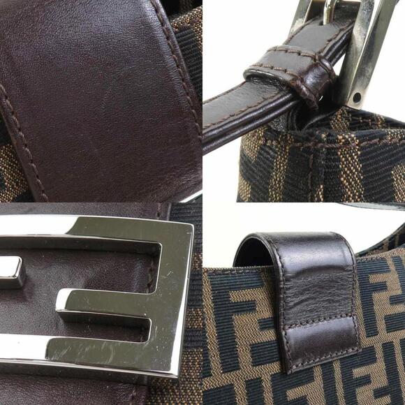 FENDI Brown Leather Zucca Shoulder Bag - Picture 4 of 5